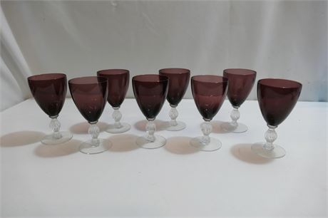 Stunning Amethyst Wine Glass Goblets by Cambridge Glass Company #1066 Aurora