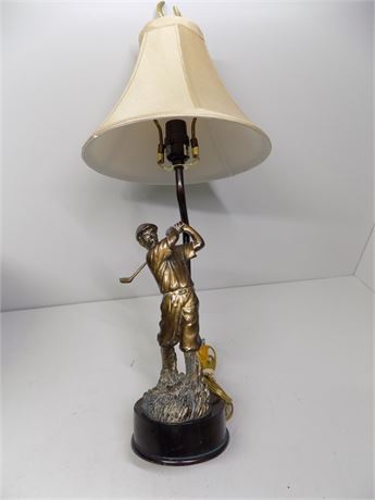 Bronze Golfer Figural Table Lamp