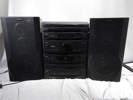 Philips Rack Stereo System, Turntable, Amp, Tape and Disc Player