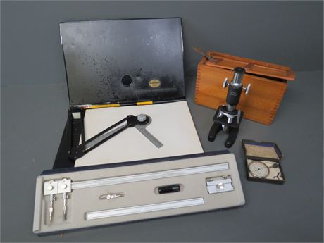 Vintage Drafting Tools / Microscope / Cutmeter-Lineometer