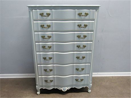 French Provincial Serpentine Front Painted 7-Drawer Chest