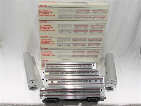 6 Lionel O-Scale PRR Pennsylvania Illuminated Aluminum Passenger Cars w/Boxes