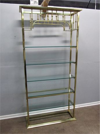 5-Tier Brass and Glass Etagere/Display Shelf