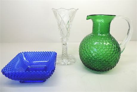 Green / Blue / Hobnail Glass Lot
