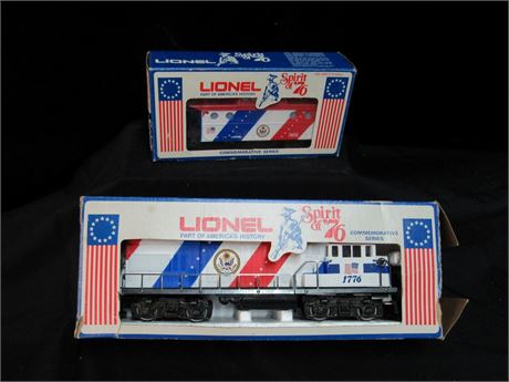 Vintage Lionel O-Gauge Spirit of 76 Locomotive and Caboose with Boxes