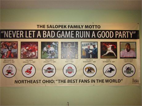 Banner " Never Let a Bad Game Ruin a Good Party" Custom Home Made Man Cave Sign