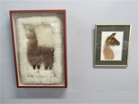 2 Piece Llama Artworks including Sharon Stolzenberger Water Color