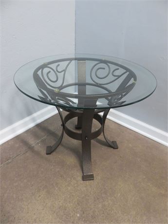 Iron Glass Top Accent Table