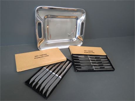 MUNDO DE PEWTER Tray / Stainless Steel Knife Set
