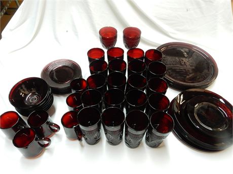 Vintage Arcoroc Ruby Red Glasses and More