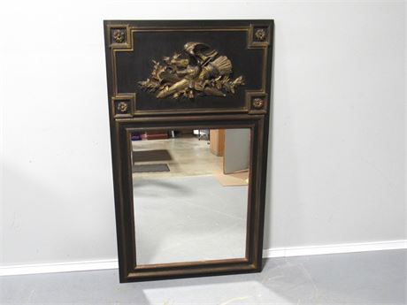 Wood Framed Mirror - Black and Gold Painted Wood Frame - Italy