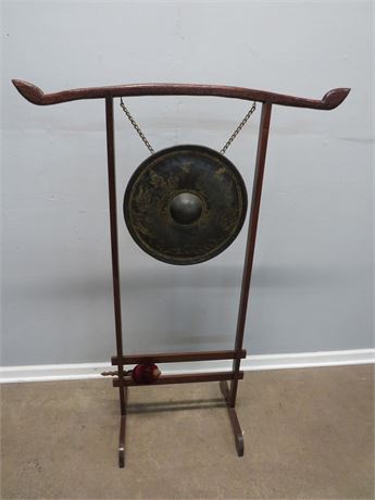 Asian Brass Gong w/Stand