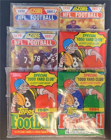 NFL FOOTBALL CARDS FACTORY SEALED 6 WAX PACK LOT