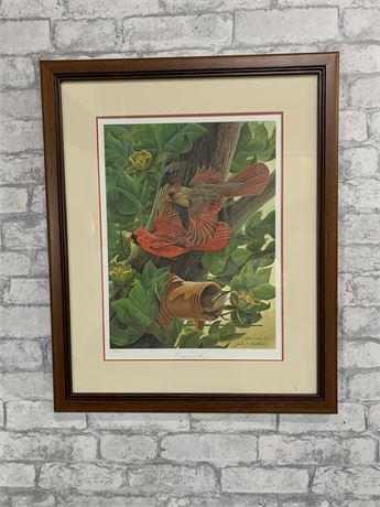 John Ruthven Signed and Numbered "Cardinal and Wrens"