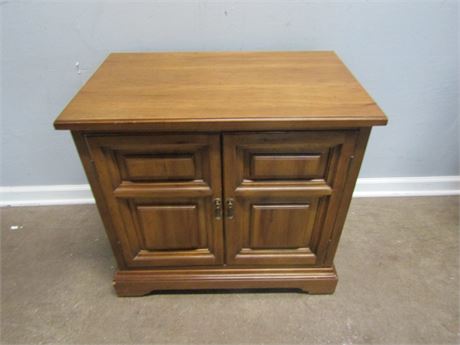 Wood Night Stand with Glass Top with Swing Doors