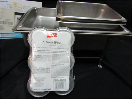 Stainless Steel Rectangular Chafing Dish and New Fuel Pods