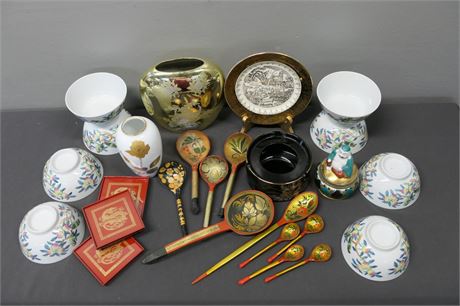 Noritake Okura / Vase / Sabin Gold / Plates / Bowls / Buddah / Peacock / Lot