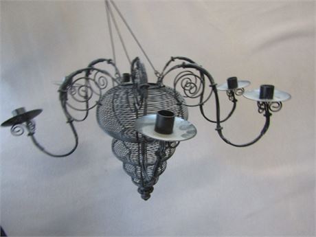 New 6 Candle Light Chandelier in Black Wire Design