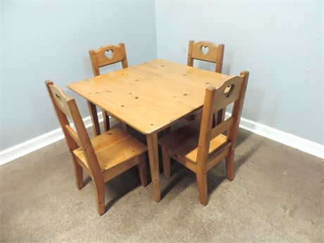 Solid Wood Child's Size Table & Four Chairs
