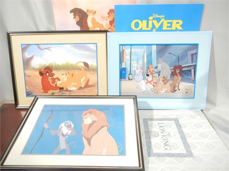Disney Store 1996 Lithographs, Lion King, Oliver and Co. with Envelopes