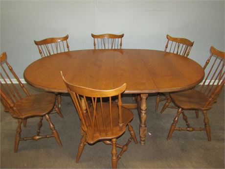 Cal Shop American Colonial Drop Leaf Dining Table, Nichols & Stone Chairs