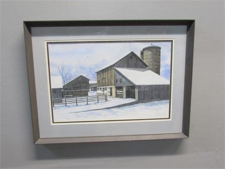 Lloyd 1978 Watercolor Print - Barn/Landscape