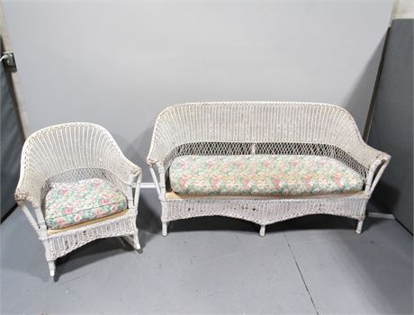 Vintage Wicker Set - Sofa and Rocker