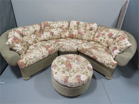 Synthetic Wicker Sofa 3-Piece w/Ottoman