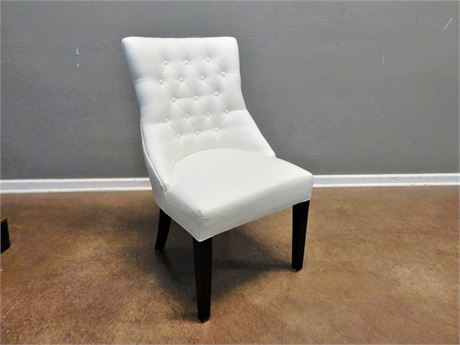 Contemporary / Upholstered White / Black Wood / Accent Chair