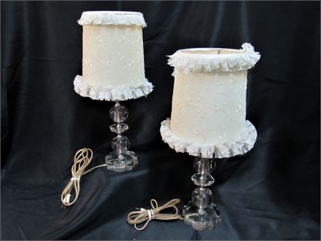 2 Vintage Glass Boudoir Lamps