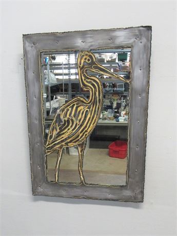 Custom Decorative Metal Mirror with Egret