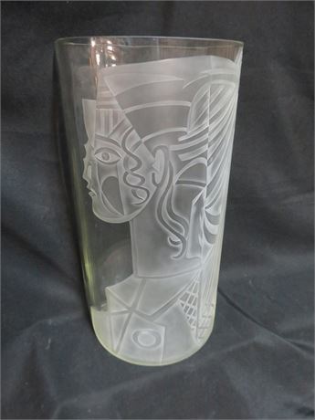 Egyptian Motif Glass Vase