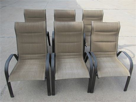 6 Metal Stacking Outdoor/Patio Chairs with Mesh Fabric