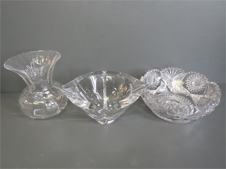 Crystal Vase & Bowls