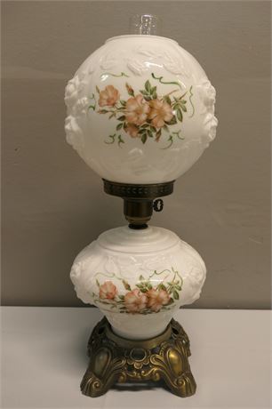Vintage, Phoenix Lamp, 906 Wild Rose, Gone with the Wind Hurricane Parlor Lamp