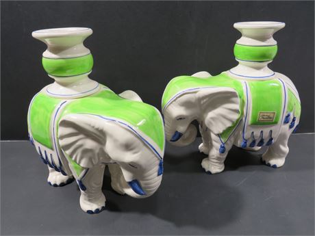 Porcelain Elephant Candle Holders