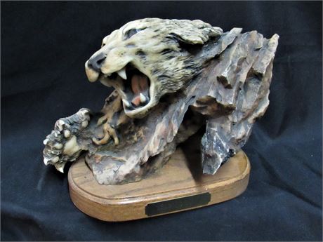 Large Resin Mountain Lion Limited Edition Figurine (#89/10000) - Yellow Ghost
