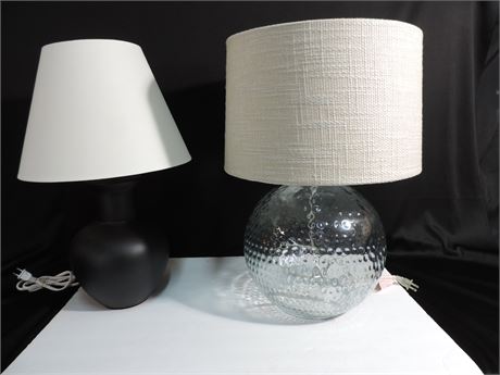 Pair of Ceramic and Glass Table Lamps