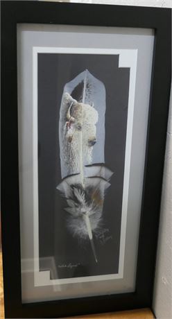 JANET LEROY White Buffalo Feather, double signed Print "White Legend", dated '00