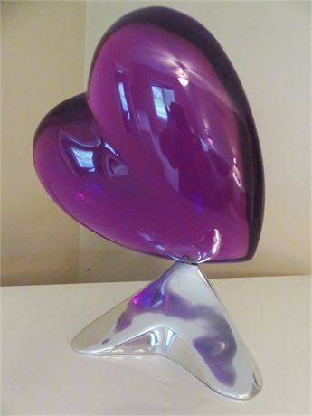 HAZIZA Lucite/Acrylic Purple Heart Sculpture