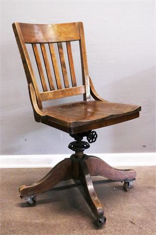 Turn of the Century Vintage Walnut Rolling Office Chair