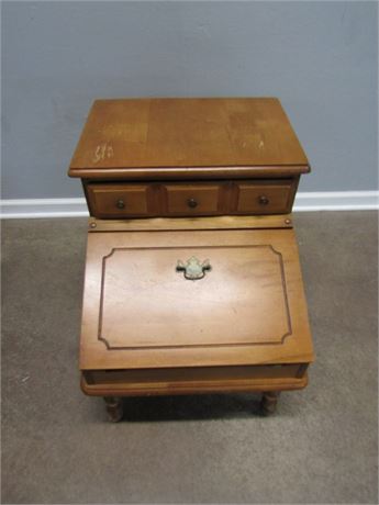 Vintage Nightstand with Drawer and Flip Down Storage