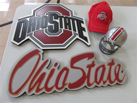 Ohio State Buckeyes Wall Signs Hat & Mini Helmet