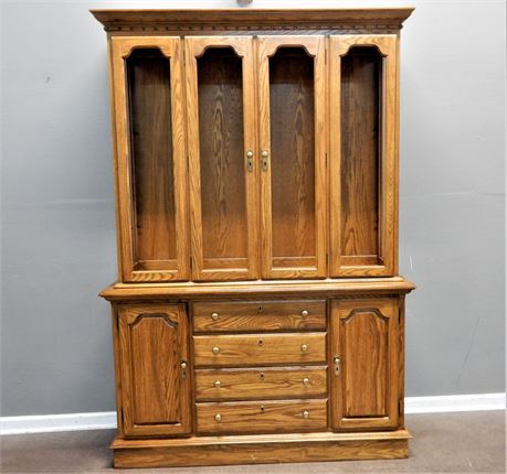 Lighted Wood China Hutch