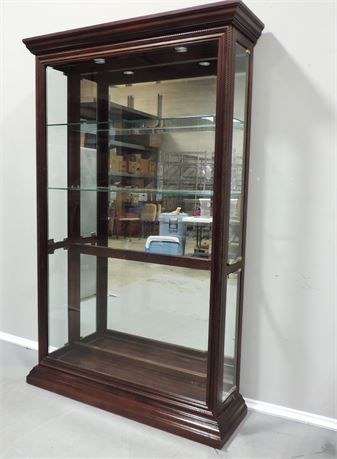 PULASKI Solid Wood / Beveled Glass Curio / Display Cabinet