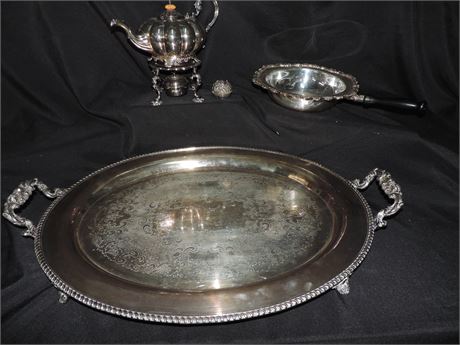 Silver Plate Tray / Pan / Teapot