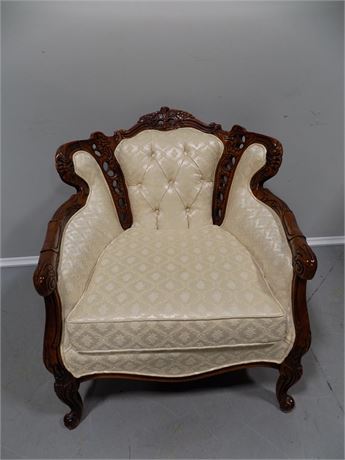 Kingsley Hand Carved Walnut Wing Chair