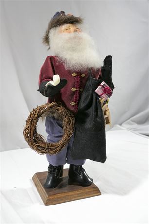 Woodlands Santa on a Stand with Wreath & Sack Bag