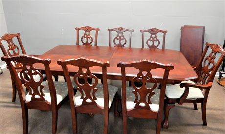 Wood Dining Table and Eight Chairs