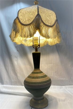 Vintage Lamp with Nice Fabric Fringed Shade